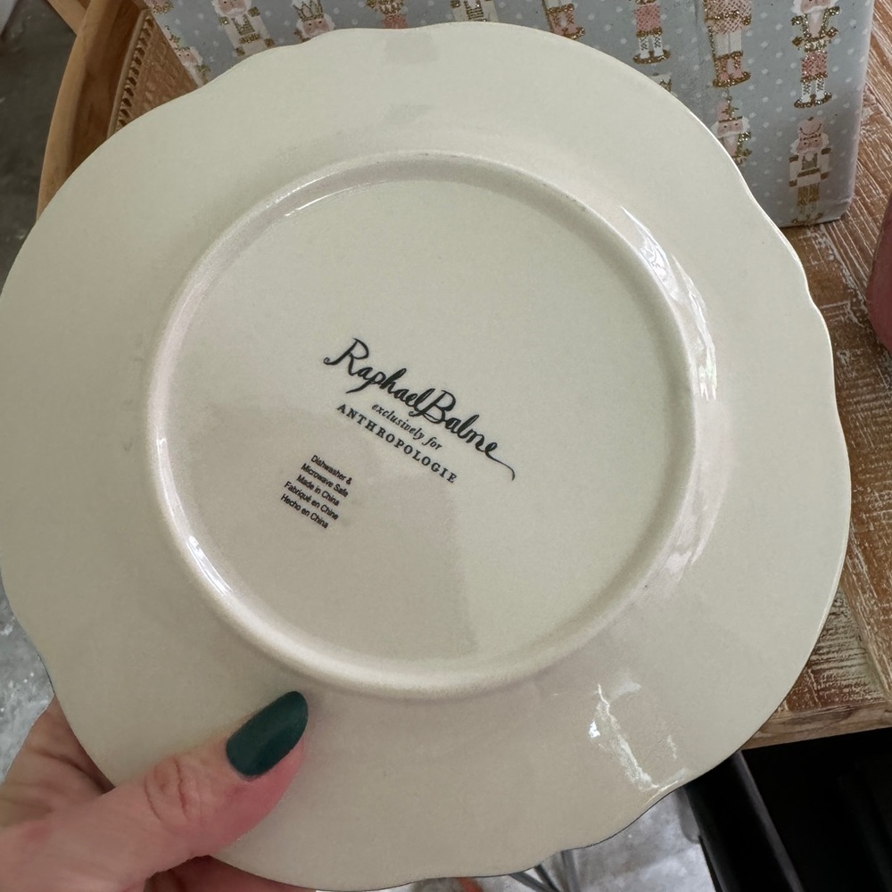 Anthropologie Raphael Balme Hand Painted Dessert Plate decor dog greyhound - Picture 6 of 6